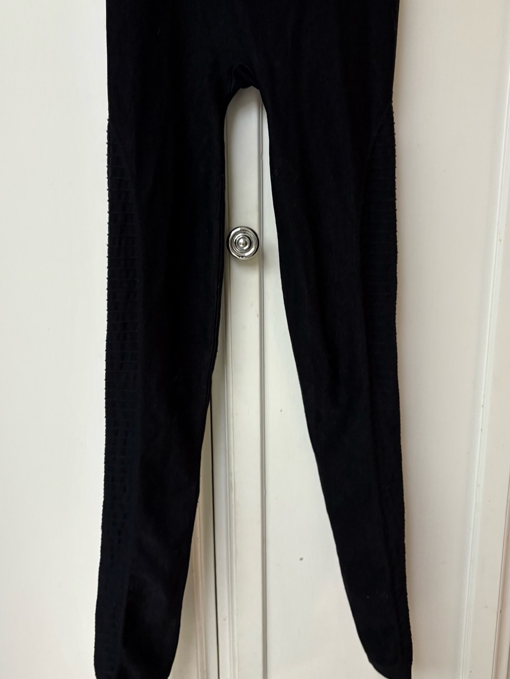 bebe Black Ribbed Side-Panel Leggings